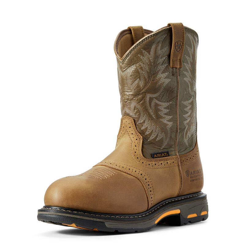 Ariat WorkHog Kahverengi / Zeytin Yeşili Iş Ayakkabıları Erkek (40315-054)